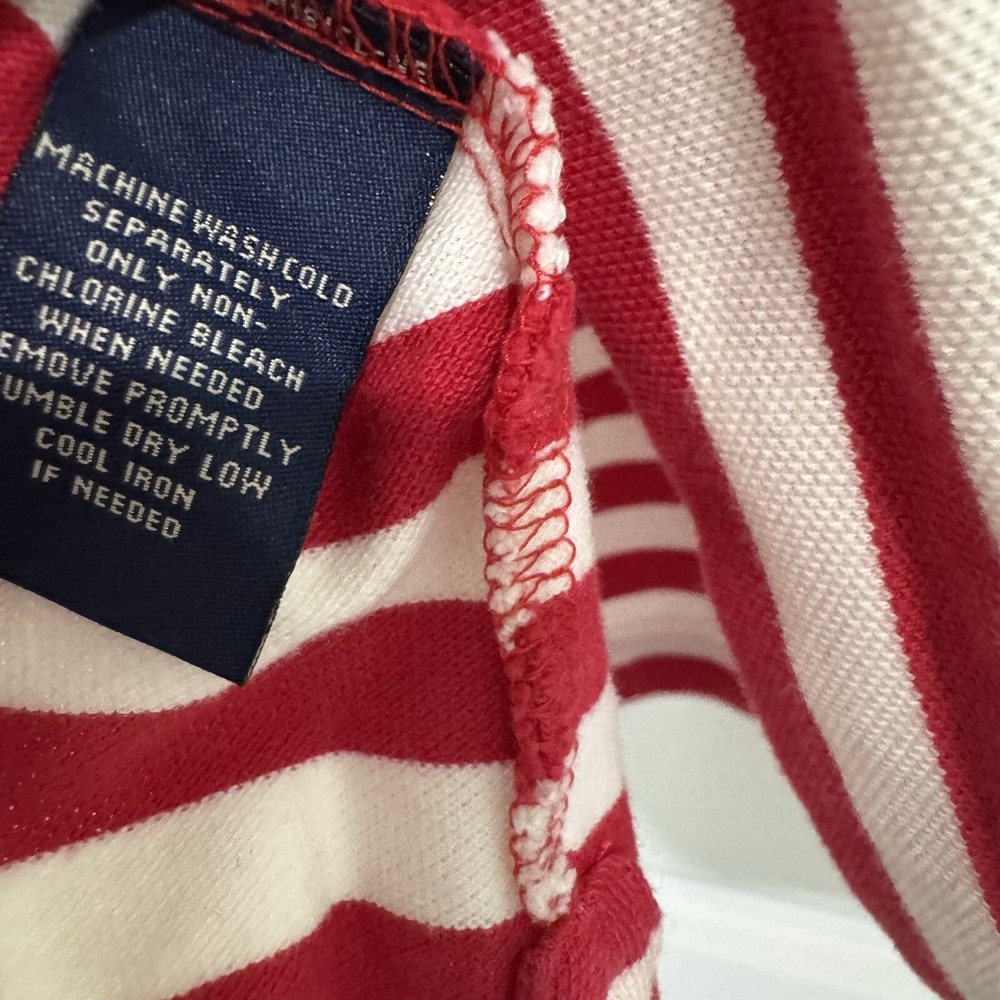 Polo Ralph Lauren Jeans Co Vintage Polo Shirt Flag Red Stripes Mens XL - Picture 6 of 7